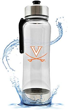 בקבוק מים פלסטיק ברור של NCAA | מכסה נירוסטה ובסיס | נשיאה קלה וניידות | BPA ללא | 20oz